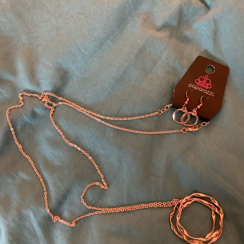 Gold Colored Jewelry Set- Necklace and Earrings